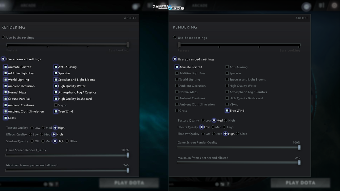 dota settings low v ultra